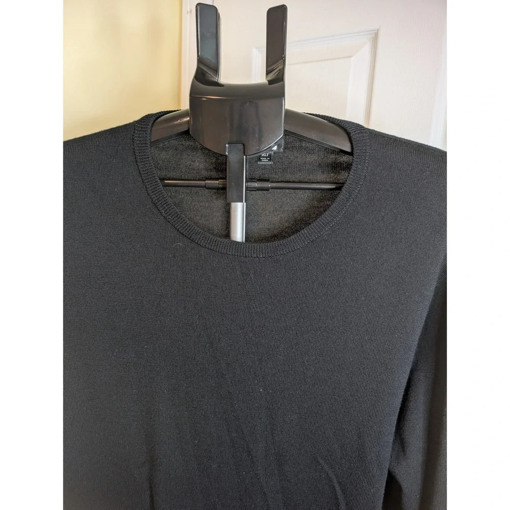 J.Crew Merino Wool Sweater Mens XLT Black Crewneck Long Sleeve Tall Fine Knit